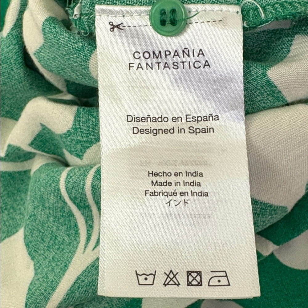 Compania Fantastica Floral Print Long Dress in Green Ivory Resort Church Size S - Picture 10 of 15